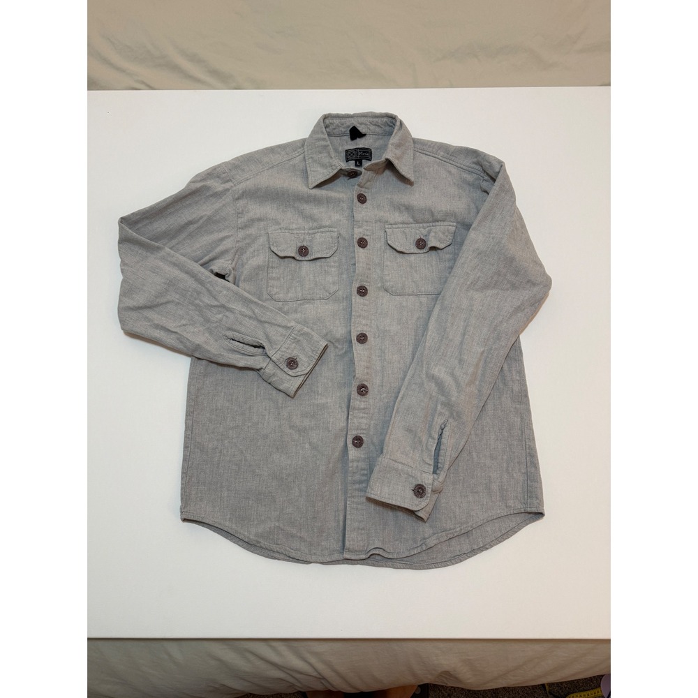 Vivix Mens Gray Cotton Button Down Shirt Long Sleeve Workwear Made in USA Large